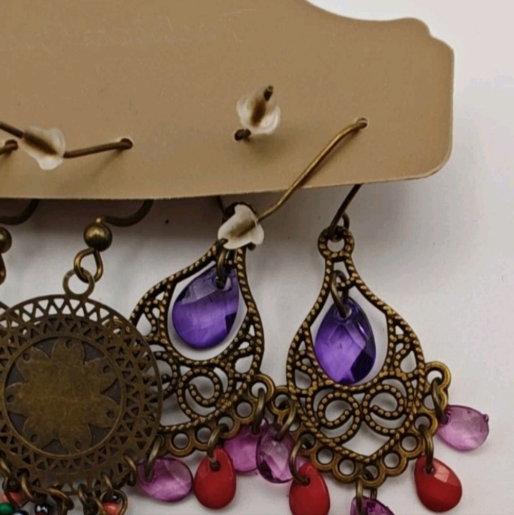 Boho Jewelry Metal Tear Drop Dangle Earring Set - Picture 3 of 4